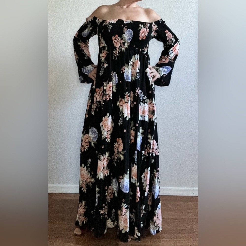 Torrid Black Floral Maxi Dress